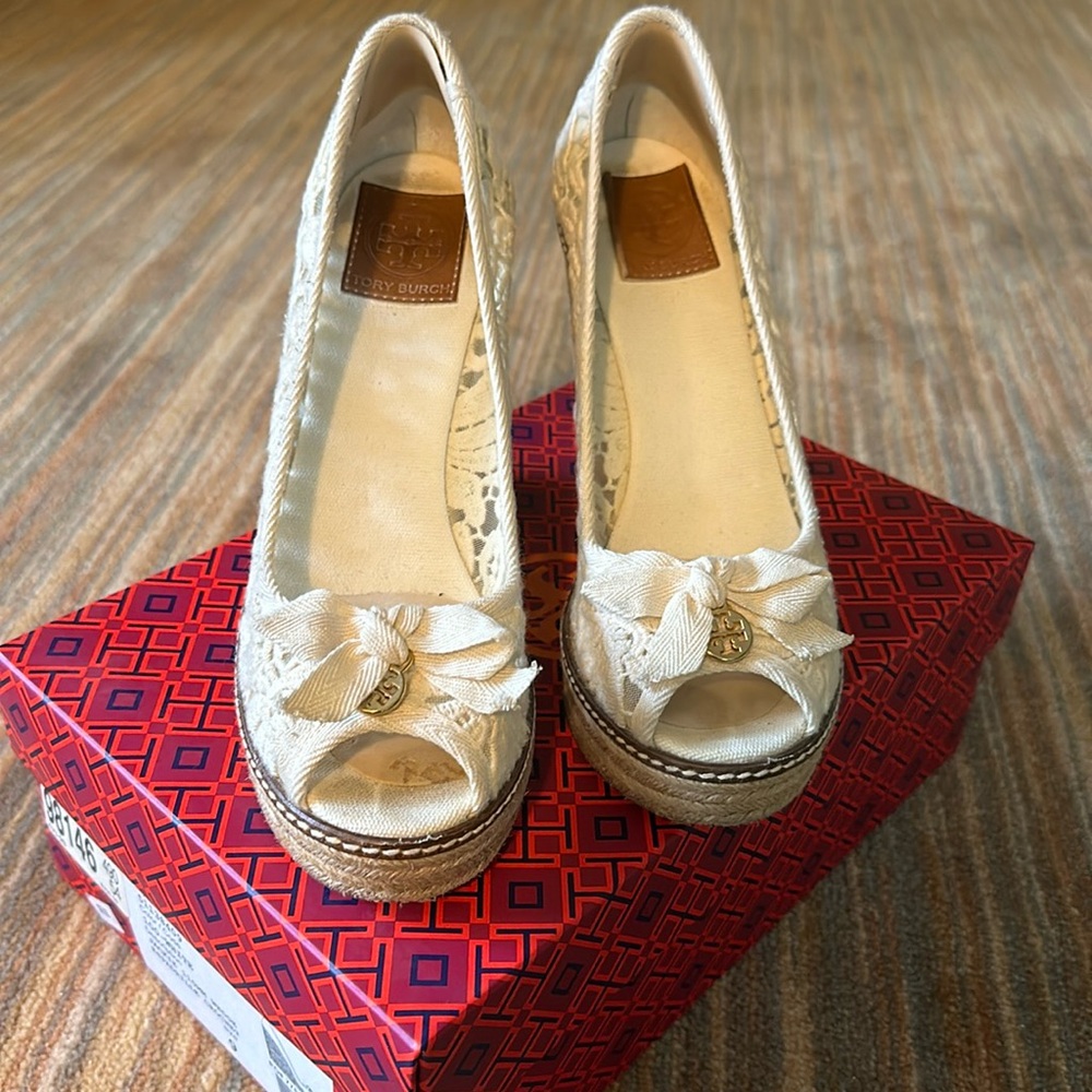 Tory Burch Jackie Wedge Espadrille Crochet